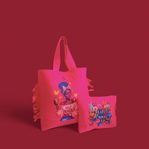Vibrant Pink Tote Bag Set by